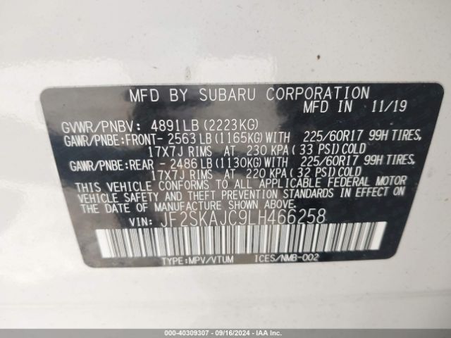 JF2SKAJC9LH466258 Subaru Forester Premium