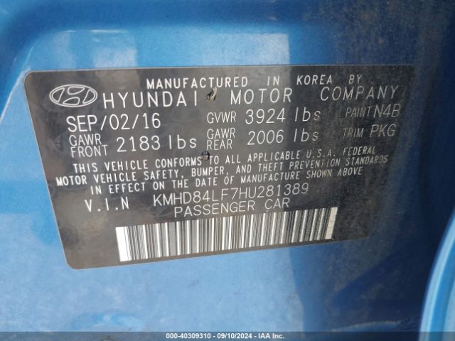 KMHD84LF7HU281389 Hyundai Elantra Limited