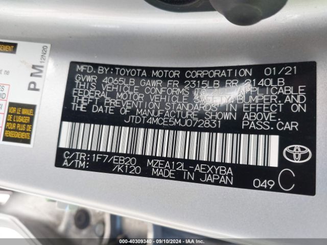JTDT4MCE5MJ072831 Toyota Corolla Xse