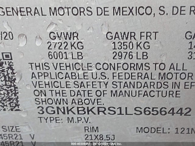 Chevrolet Blazer Awd Rs 2020 3GNKBKRS1LS656442 Image 9