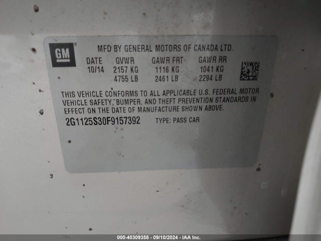 Chevrolet Impala 2lt 2015 2G1125S30F9157392 Image 9