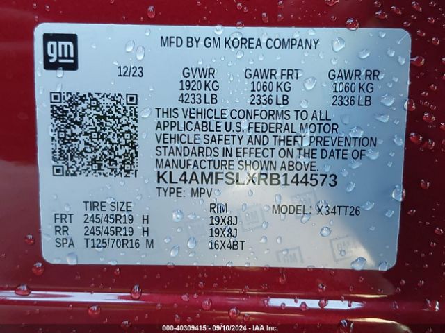KL4AMFSLXRB144573 Buick Encore Gx Avenir Fwd