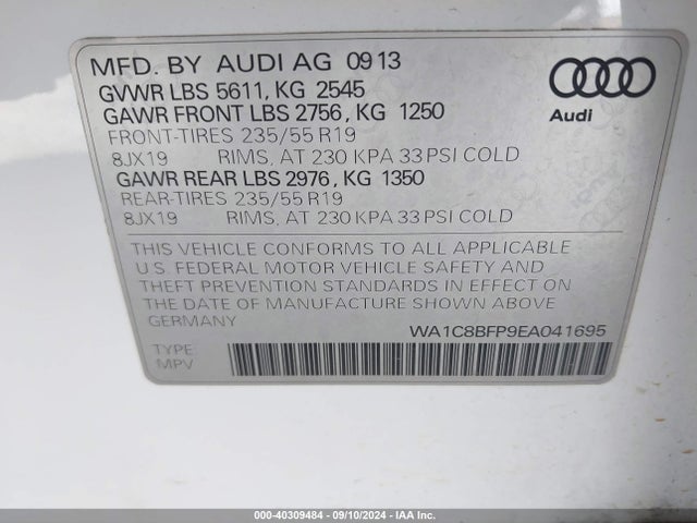 2014 AUDI Q5 HYBRID WA1C8BFP9EA041695 Photo 8