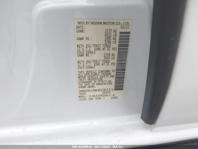 Nissan Frontier Pro-x 4x2 2022 1N6ED1EJ3NN658355 Image 9