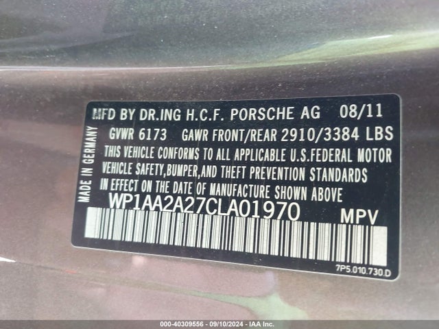 2012 PORSCHE CAYENNE WP1AA2A27CLA01970 Photo 8