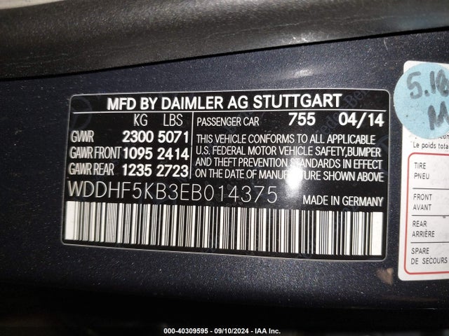 Mercedes-Benz E 350 2014 WDDHF5KB3EB014375 Image 9