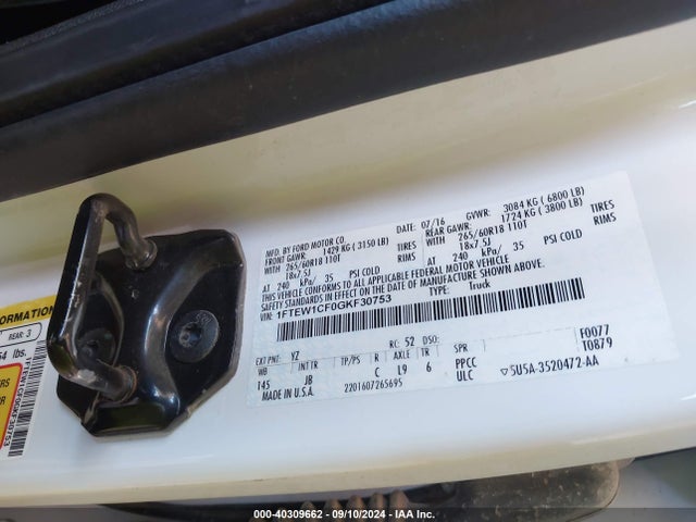 Ford F-150 Xlt 2016 1FTEW1CF0GKF30753 Image 9