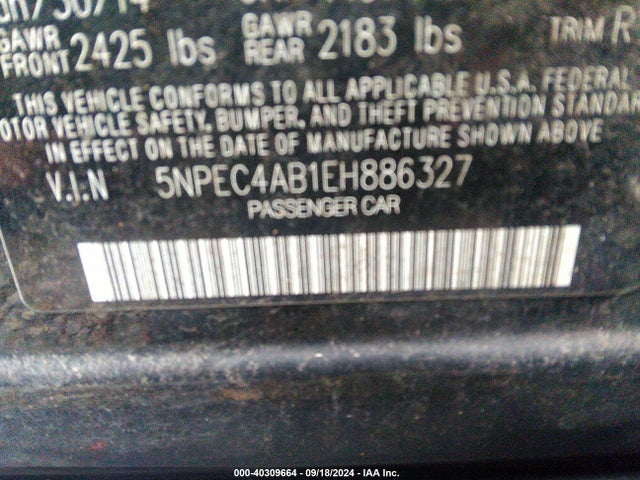 5NPEC4AB1EH886327 Hyundai Sonata Se 2.0t