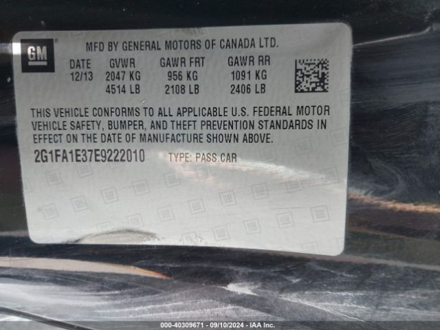 2G1FA1E37E9222010 Chevrolet Camaro 2ls