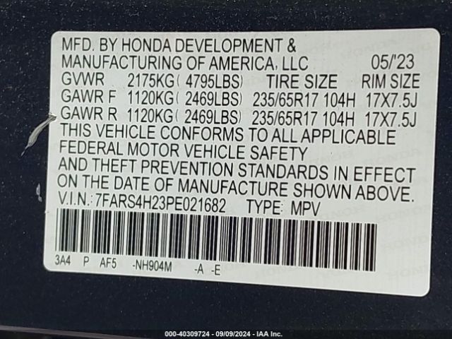 7FARS4H23PE021682 Honda Cr-v Lx Awd