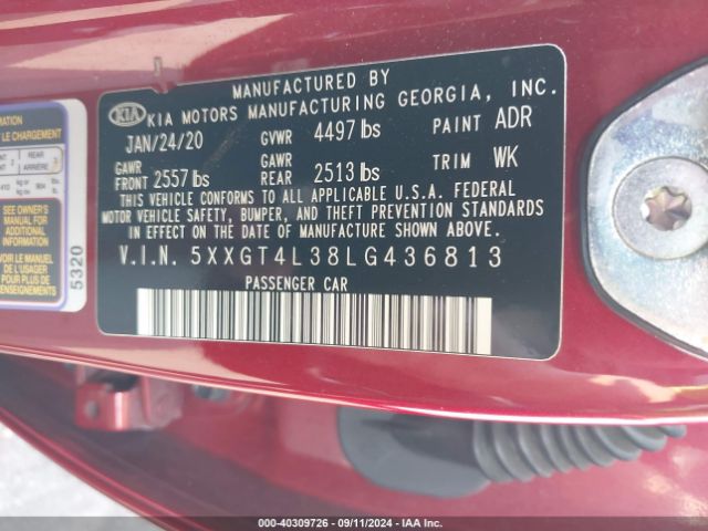 5XXGT4L38LG436813 KIA Optima Se