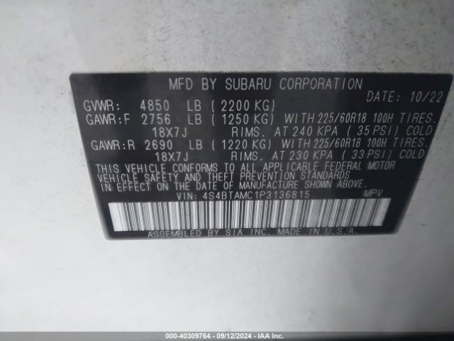 4S4BTAMC1P3136815 Subaru Outback Limited