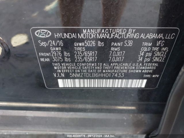 5NMZTDLB6HH017433 Hyundai Santa Fe Sport 2.4l