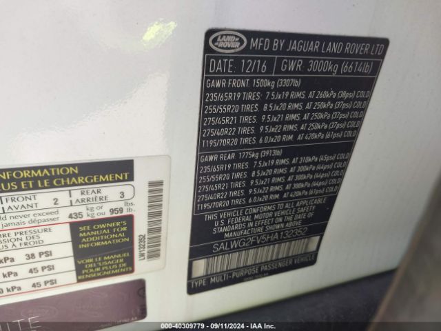 SALWG2FV5HA132352 Land Rover Range Rover Sport 3.0l V6 Supercharged Se