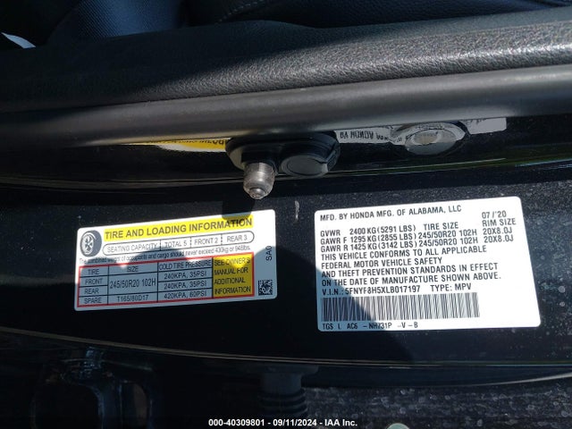 Honda Passport Ex-l 2020 5FNYF8H5XLB017197 Image 9