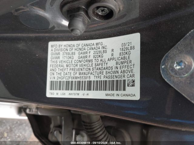 2HGFC2F8XMH553915 Honda Civic Sport