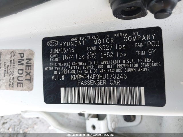 Hyundai ACCENT SE 2017 KMHCT4AE9HU173246 Image 9