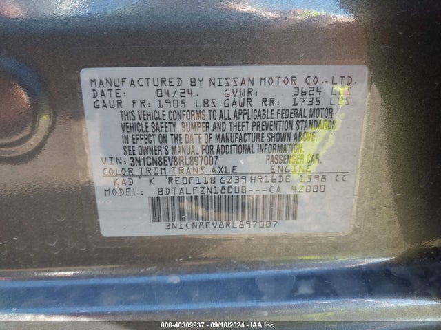 Nissan Versa 1.6 Sv 2024 3N1CN8EV8RL897007 Image 9