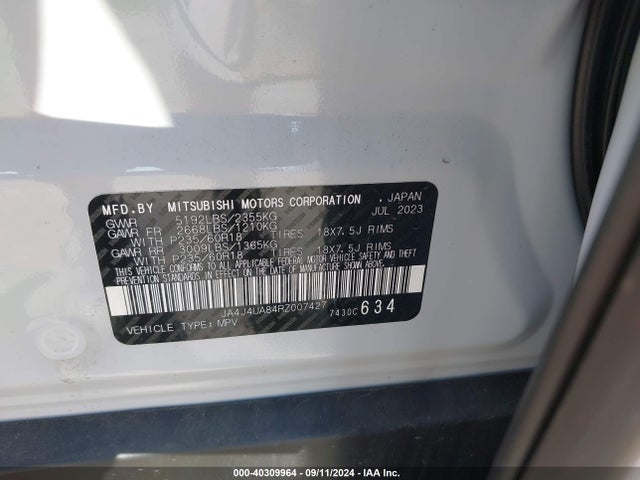 2024 MITSUBISHI OUTLANDER JA4J4UA84RZ007427 Photo 8