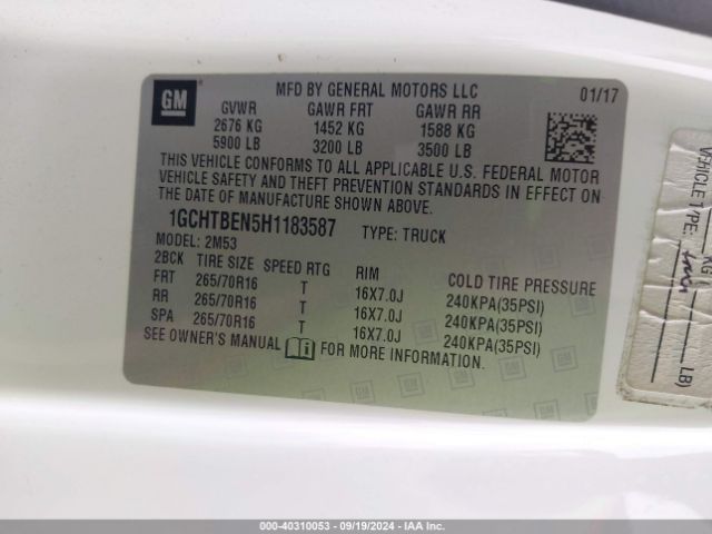 1GCHTBEN5H1183587 Chevrolet Colorado Wt