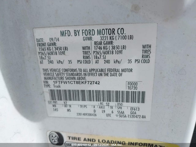 Ford F-150 Xlt 2014 1FTFW1CT8EKF72742 Image 9