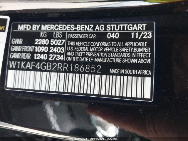 W1KAF4GB2RR186852 Mercedes-Benz C 300