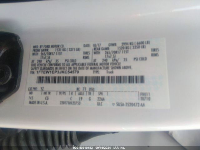 1FTEW1EP3JKC54579 Ford F-150 Xl