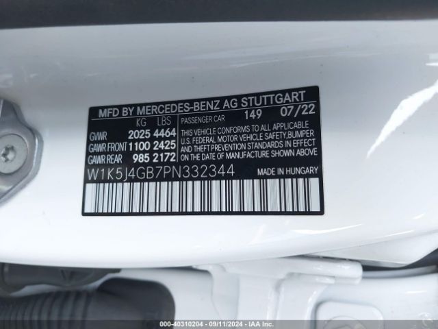 W1K5J4GB7PN332344 Mercedes-Benz Cla 250 Coupe