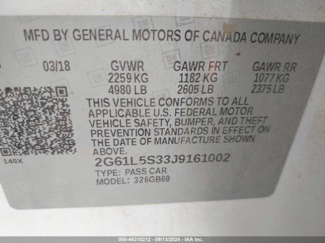 2G61L5S33J9161002 Cadillac Xts Standard