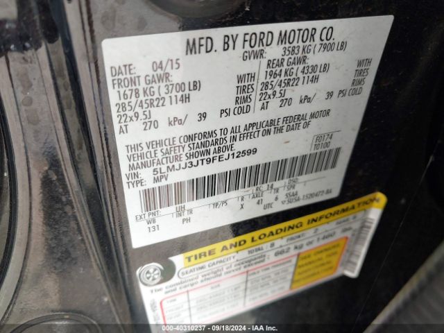 5LMJJ3JT9FEJ12599 Lincoln NAVIGATOR L
