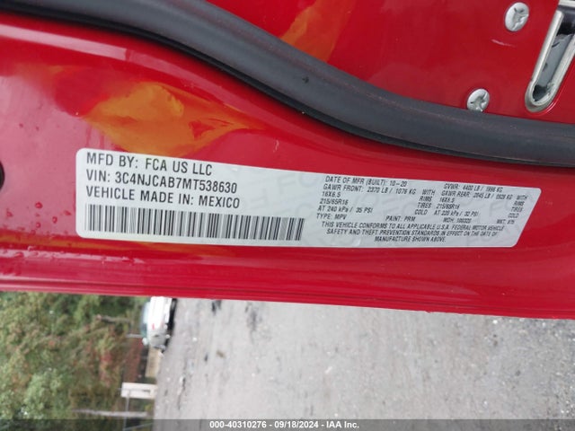 3C4NJCAB7MT538630 Jeep Compass Sport Fwd
