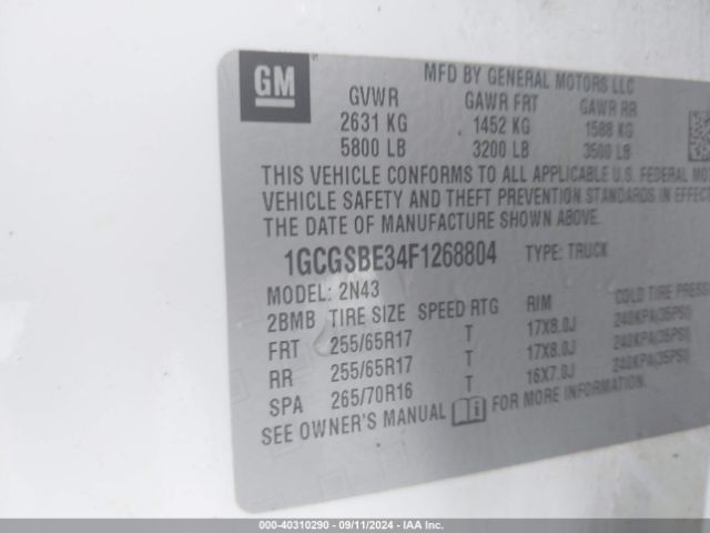 1GCGSBE34F1268804 Chevrolet Colorado Lt