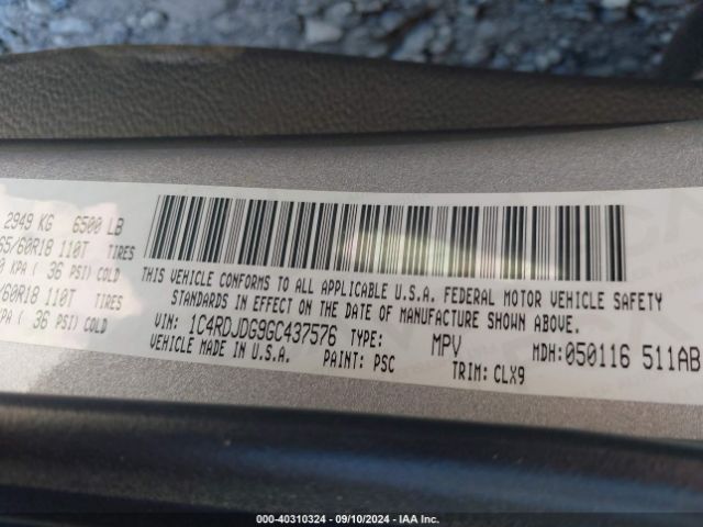 1C4RDJDG9GC437576 Dodge DURANGO LIMITED