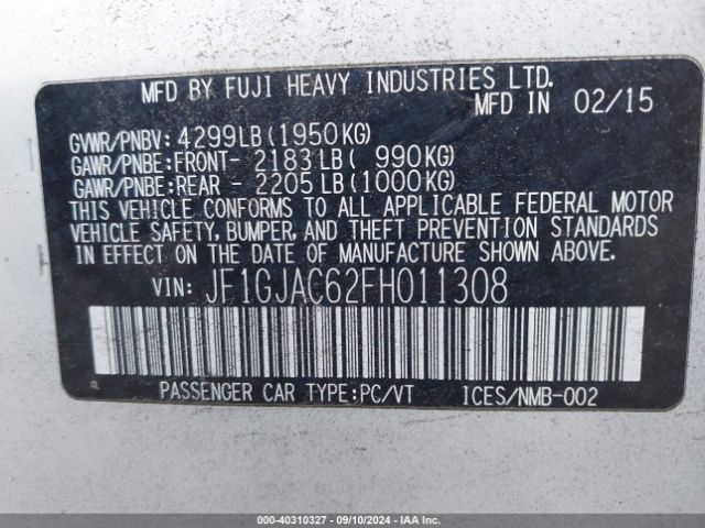 JF1GJAC62FH011308 Subaru Impreza 2.0i Premium