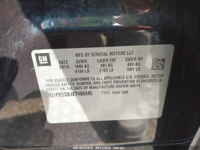 1G1PE5SB4E7486945 Chevrolet Cruze 2lt Auto