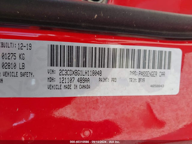 Dodge Charger Sxt Rwd 2020 2C3CDXBG1LH118048 Image 9