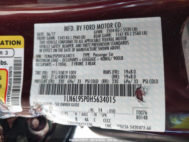 1LN6L9SPOH5634015 Lincoln Continental Select