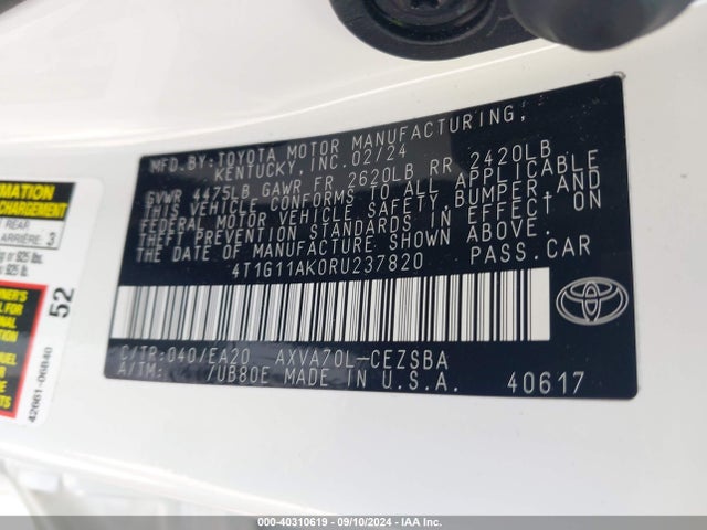 Toyota CAMRY SE 2024 4T1G11AK0RU237820 Image 9
