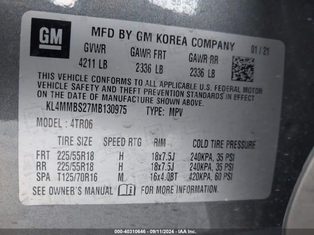 KL4MMBS27MB130975 Buick Encore Gx Fwd Preferred