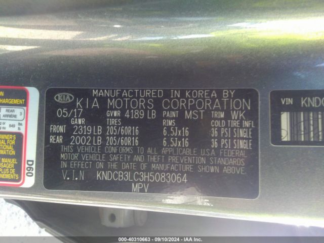 KNDCB3LC3H5083064 KIA NIRO LX