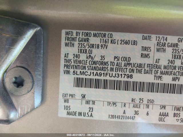 5LMCJ1A91FUJ31798 Lincoln MKC