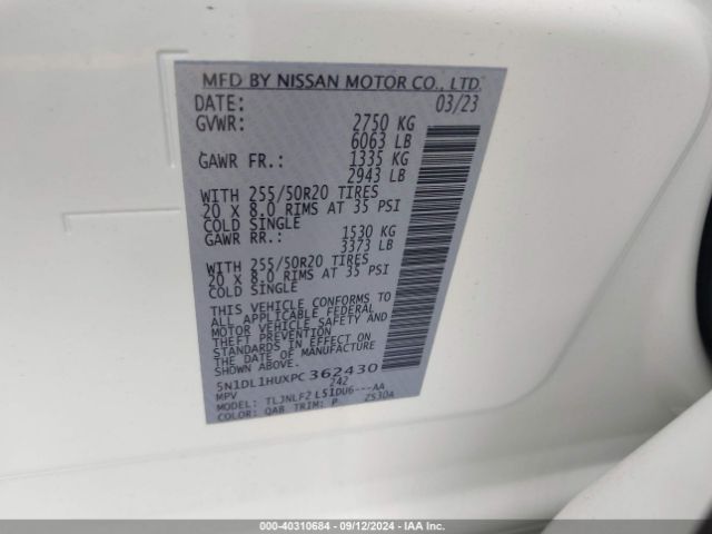 5N1DL1HUXPC362430 Infiniti Qx60 Autograph Awd