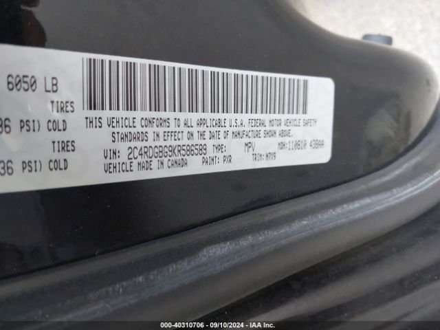 2C4RDGBG9KR586589 Dodge Grand Caravan Se Plus