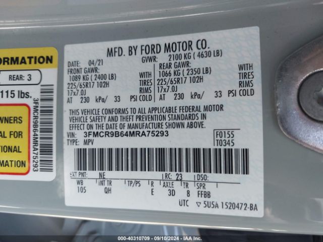 3FMCR9B64MRA75293 Ford Bronco Sport Big Bend