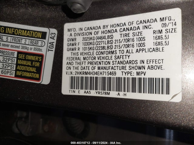 Honda CR-V LX 2014 2HKRM4H34EH715469 Image 9