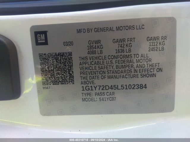 1G1Y72D45L5102384 Chevrolet CORVETTE STINGRAY