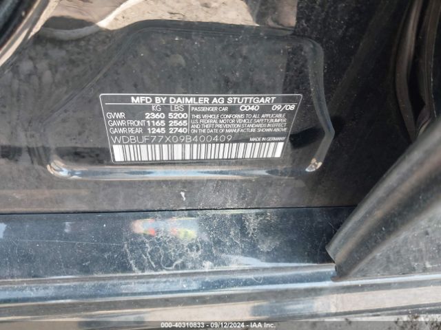 2009 MERCEDES-BENZ E 63 AMG WDBUF77X09B400409 Photo 8