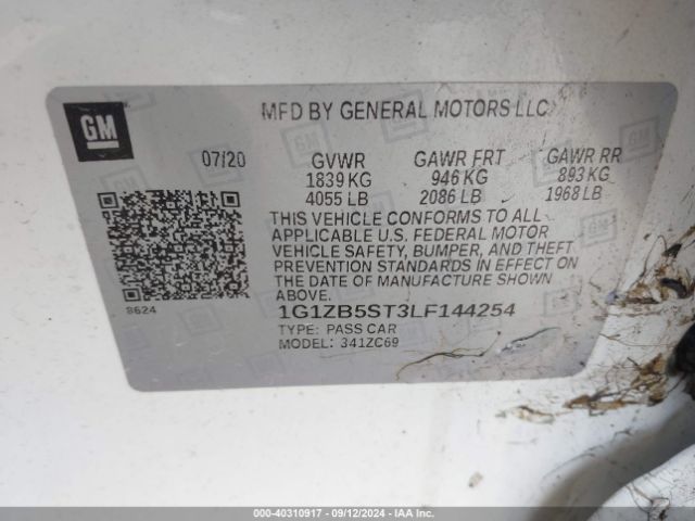 1G1ZB5ST3LF144254 Chevrolet Malibu Fwd Ls