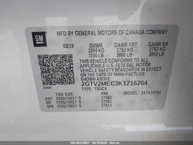 2GTV2MEC3K1216264 GMC Sierra 1500 Limited Sle
