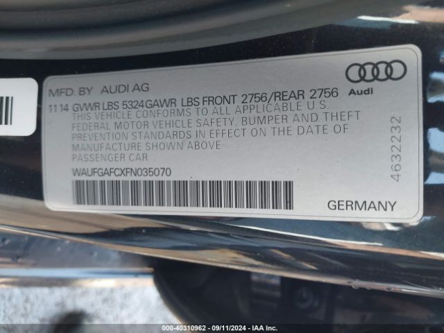 WAUFGAFCXFN035070 Audi A6 3.0t Premium Plus